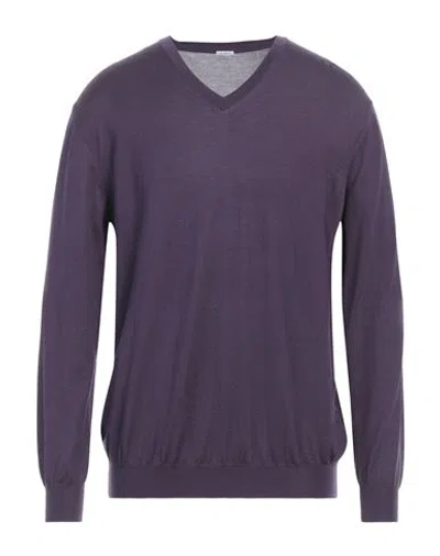 Malo Man Sweater Dark Purple Size 46 Cashmere, Silk