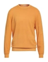 Malo Man Sweater Mandarin Size 44 Virgin Wool In Orange