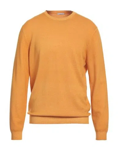 Malo Man Sweater Mandarin Size 44 Virgin Wool In Orange