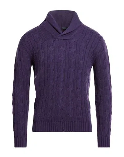 Malo Man Sweater Purple Size 46 Cashmere In Blue