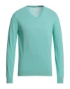 Malo Man Sweater Turquoise Size 46 Cotton In Blue