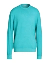 Malo Man Sweater Turquoise Size 46 Virgin Wool In Blue