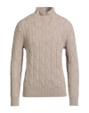 Malo Man Turtleneck Beige Size 40 Cashmere In Gray