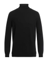 Malo Ribbed Turtleneck Knit Sweater With High Collar In Black
