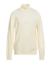 Malo Man Turtleneck Cream Size 48 Virgin Wool In Animal Print