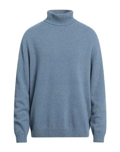 Malo Man Turtleneck Pastel Blue Size 46 Virgin Wool, Cashmere