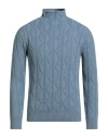 Malo Man Turtleneck Slate Blue Size 38 Cashmere In Blue