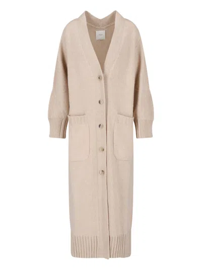 Malo Beige Belted Maxi Cashmere Cardigan In Neutral