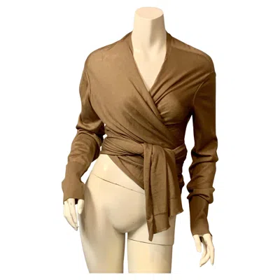 Pre-owned Malo Mocha Cashmere And Silk Blend Wrap Sweater In Brown