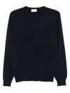 Malo Cashmere-wool Blend Crew Neck Sweater With Ribbed Cuffs In Blue