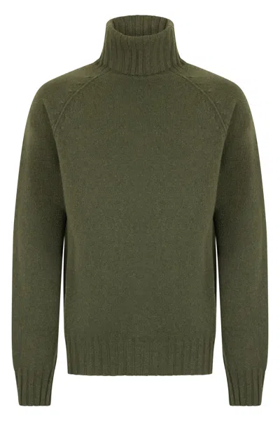 Malo Olive Green Pullover With High Neck Elegant