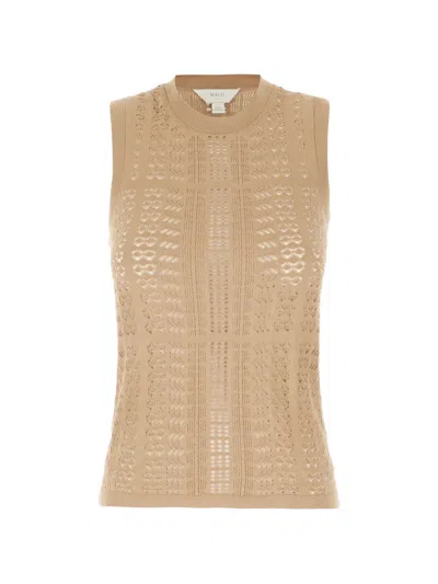 Malo Openwork Knit Top In Neutral