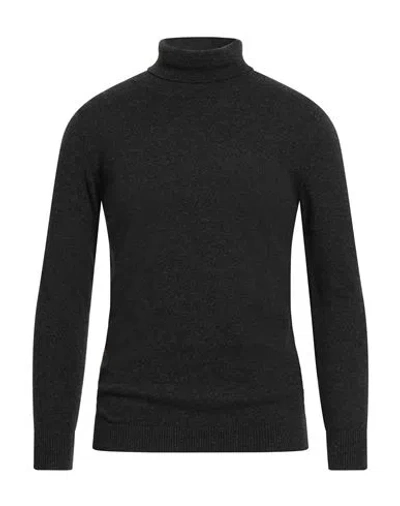 Malo Optimum Man Turtleneck Charcoal Size Xl Merino Wool, Cashmere In Black