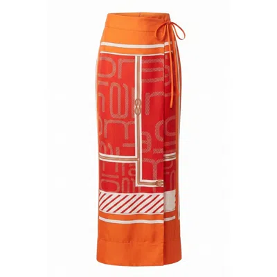 Malo Orange Silk Women's Pant In Multi
