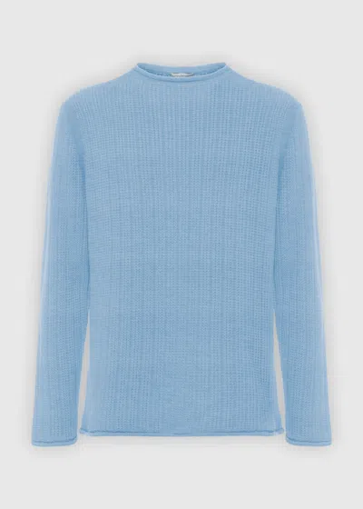 Malo Organic Cotton Crewneck Sweater In Blue