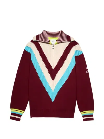 Malo Origins Ski Chevron-pattern Quarter-zip Sweater In Brown