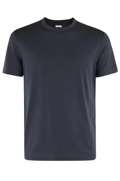 Malo Black Cotton Blend T-shirt In Blue