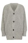 Malo Oversized Gray Cardigan With Button Closure And Melange Pattern. In Multi
