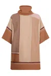 Malo Oversized Sweater With Short Sleeves In Shades Of Beige And Brown. Comfortable And Sophisticated Des In Neutral