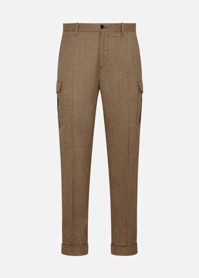 Malo Pantalone Cargo In Misto Cotone In Brown