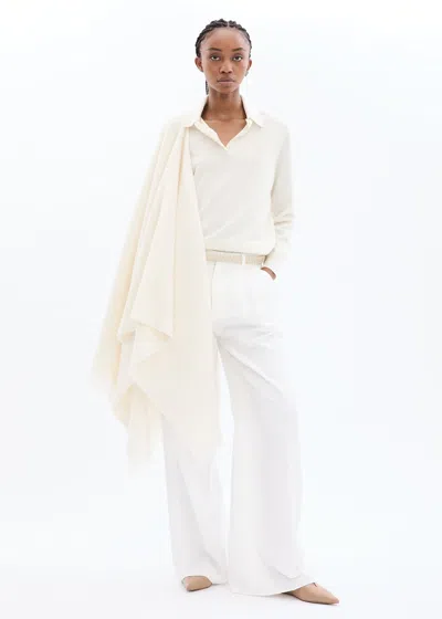 Malo Straight Trousers In Cotton, Linen And Tencel In White