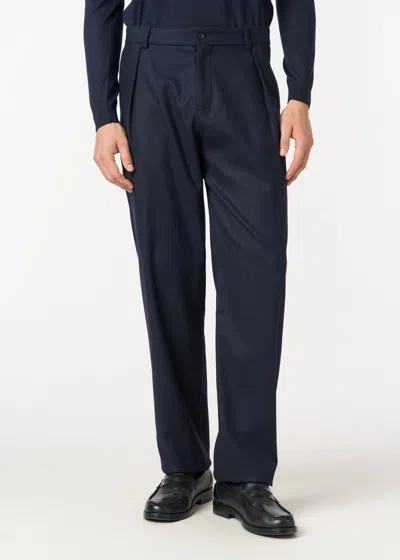 Malo Pantalone In Flanella Di Lana Vergine In Blue