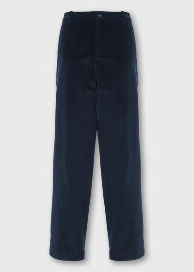 Malo Pantalone In Velluto Di Cotone In Blue