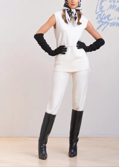 Malo Pantalone Jogging In Misto Cashmere In White