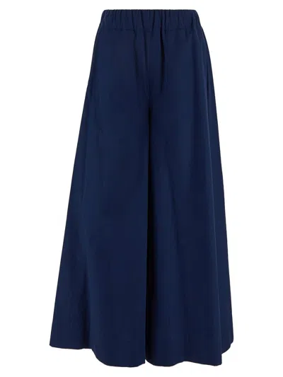 Malo Pantaloni A Palazzo In Cotone In Blue