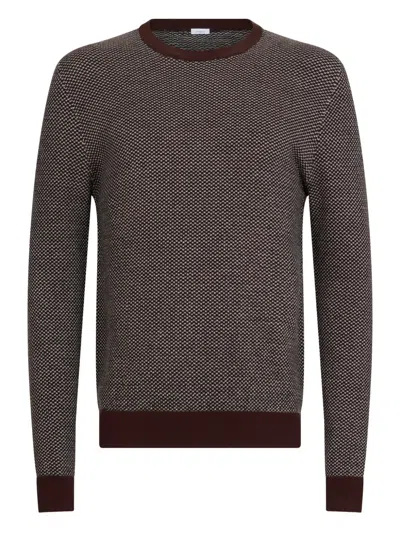 Malo Patterned Crew-neck Sweater In Brown
