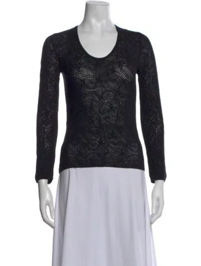 Pre-owned Malo Patterned Scoop Neck Top In Blue