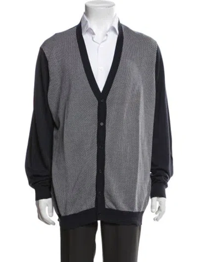Pre-owned Malo Patterned V-neck Cardigan In Black
