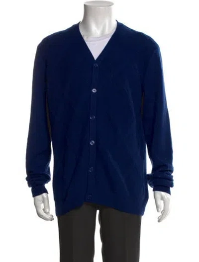 Pre-owned Malo Patterned V-neck Cardigan In Blue