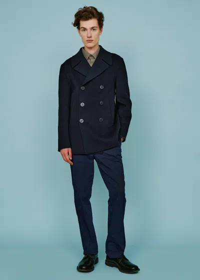 Malo Peacoat In Lana E Cashmere Double In Blue