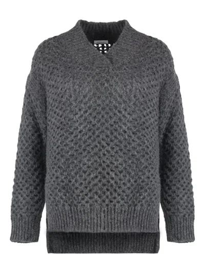 Malo Perforated-knit Jumper In Grey
