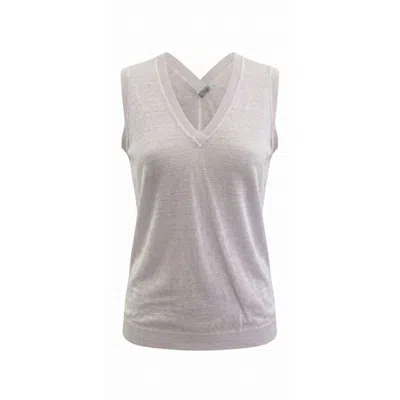 Malo Pink Linen Women Tank In White