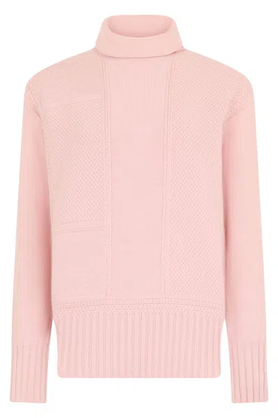 Malo Pink Sweater With High Collar And Long Sleeves In Minimalist Design.