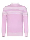Malo Crewneck Sweater With Striped Pattern In Pink
