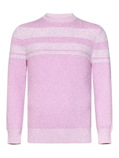 MALO PINK TERRY-EFFECT MELANGE BLEND KNIT SWEATER