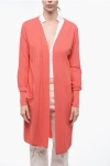 Malo Piquet Cotton Long Cardigan With Cuffs
