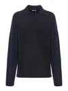 Malo Long-sleeve Polo-collar Sweater In Blue