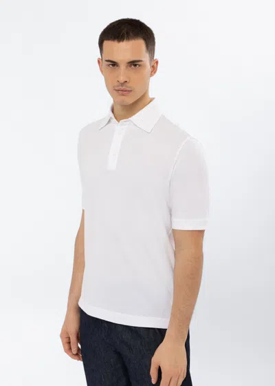 Malo Polo In Cotone E Lino In White