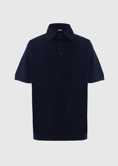 Malo Polo In Cotone E Lino In Blue