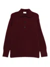 Malo Button-placket Sweater In Burgundy
