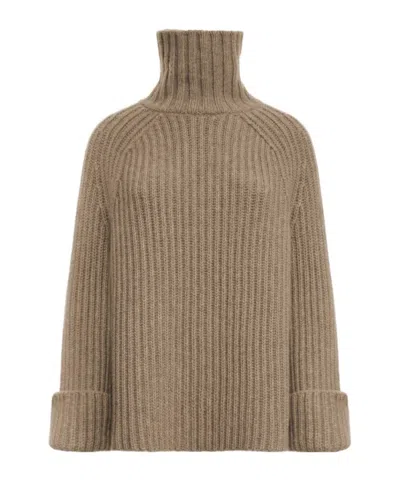 Malo Raglan Ribbed Turtle Neck In Luxury Cashmere In Multi