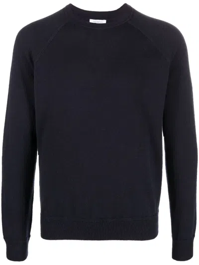 Malo Classic Crew Neck Pullover With Ribbed Cuffs In Black