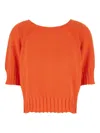 Malo Knitwear Raglan Sleeves Cuffs Ribbed Hem In Orange