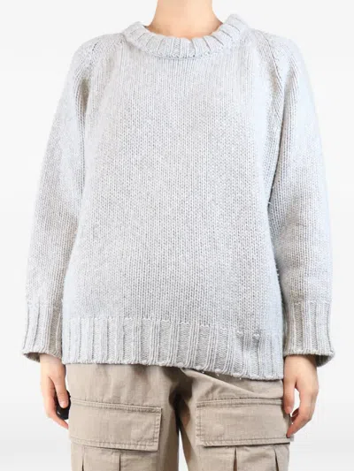 Pre-owned Malo Raglan-sleeve Sweater In Gray