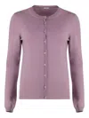 Malo Rebecca Virgin Wool Cardigan In Purple