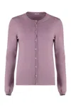 Malo Rebecca Virgin Wool Cardigan In Lilac